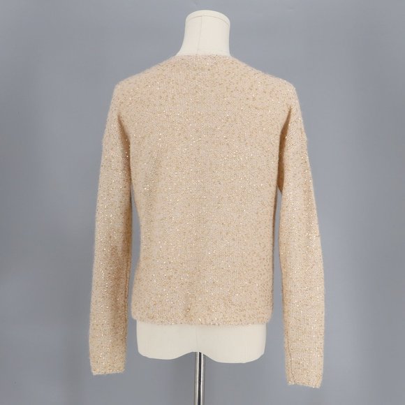 Garnet Hill Wool Alpaca Blend Sequined V-Neck Sweater Size XS - Picture 6 of 9